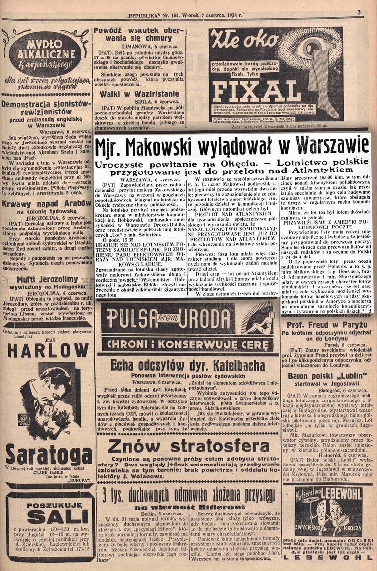 Czasopismo - Republika, wtorek, 7 czerwca 1938 roku.