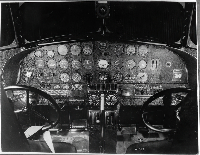 Instrument panel of Lockheed 14 H2 aircraft of trans Canada Air Lines 1939.