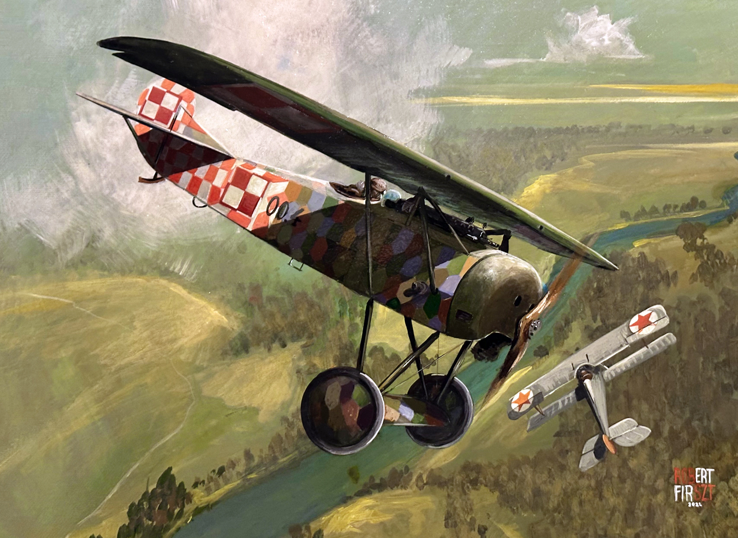 Fokker E.V / D.VIII (No. 2831, 190/18), jeszcze z błędem kolorystyki przemalowanej lezenge na ogonie.